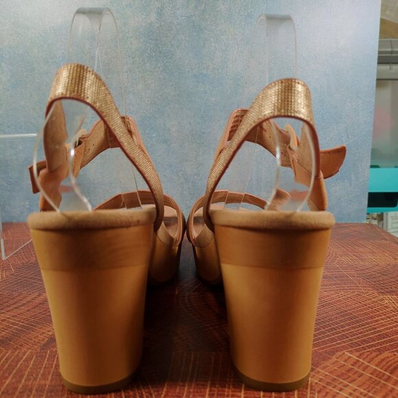 Earth Oak Chestnut Suede Platform Sandals Size 9 Dusty Pink - Picture 6 of 7